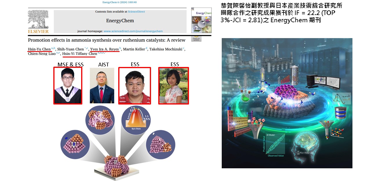 恭賀陳馨怡副教授與日本產業技術綜合研究所團隊合作之研究成果獲刊於 IF = 22.2 (TOP 3%-JCI = 2.81)之 EnergyChem 期刊(另開新視窗)